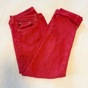 AG Adriano Goldschmied Red The Stilt Cigarette Jeans 32R Made in USA